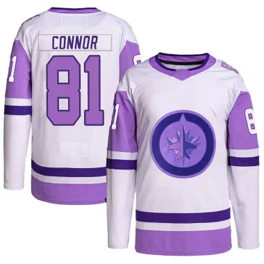 Authentic Kyle Connor White/Purple Winnipeg Jets Hockey Fights Cancer Primegreen Jersey - Youth