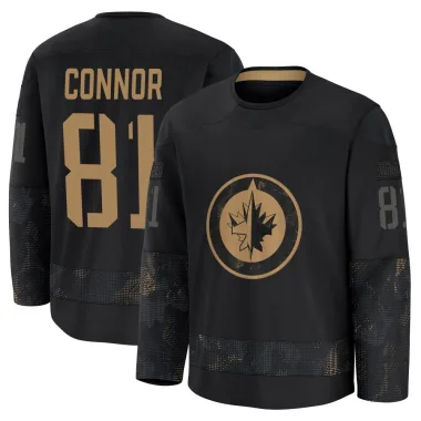 Premium Kyle Connor Black Winnipeg Jets 2024 Military Appreciation Practice Jersey - Youth