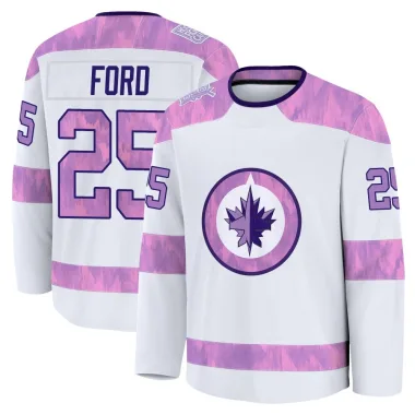 Premium Parker Ford White Winnipeg Jets 2024 Hockey Fights Cancer Practice Jersey - Youth